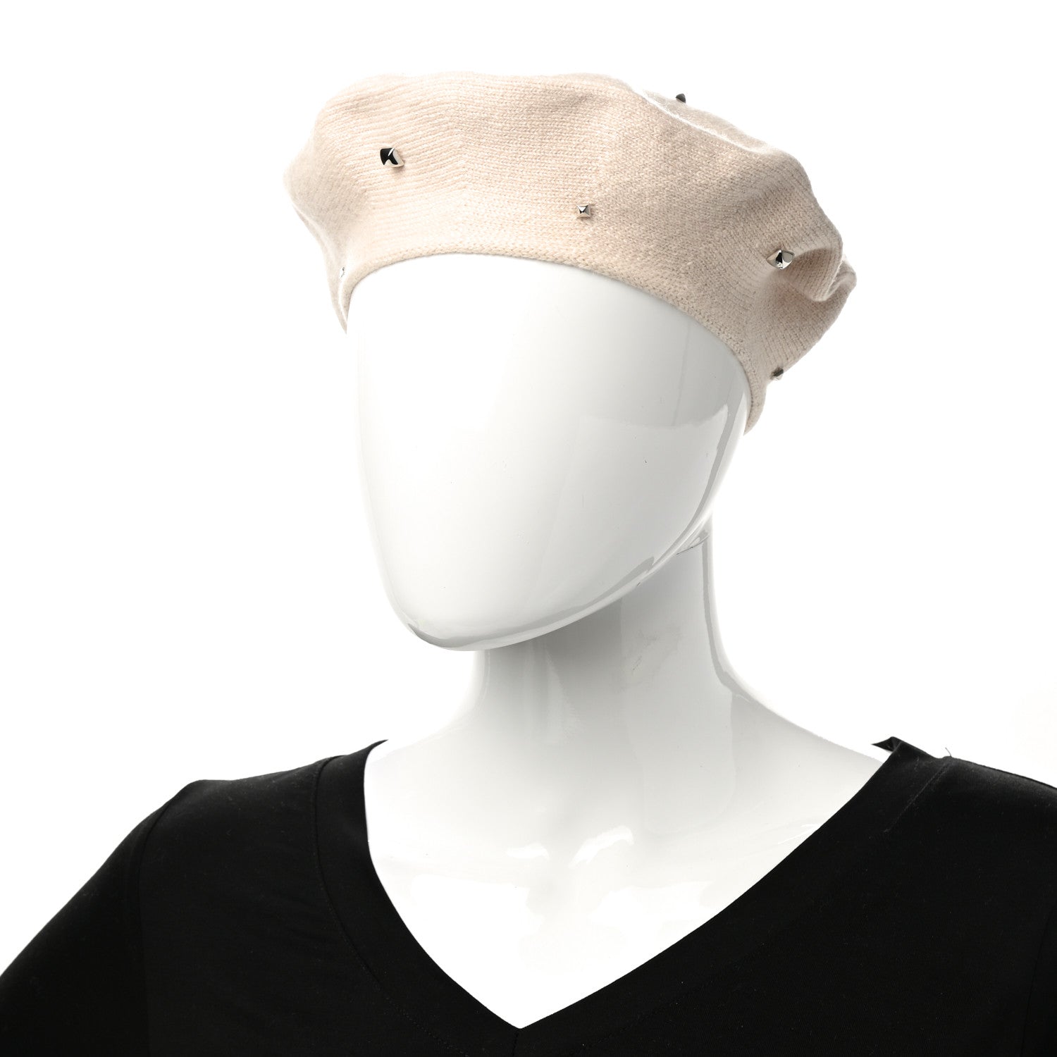 Hermes Cashmere Medor Studded Darling Beret S White 2 of 4