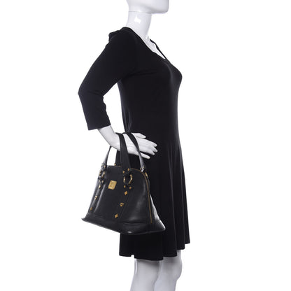 MCM Grained Calfskin Studded Boston Bag Black 2 of 9
