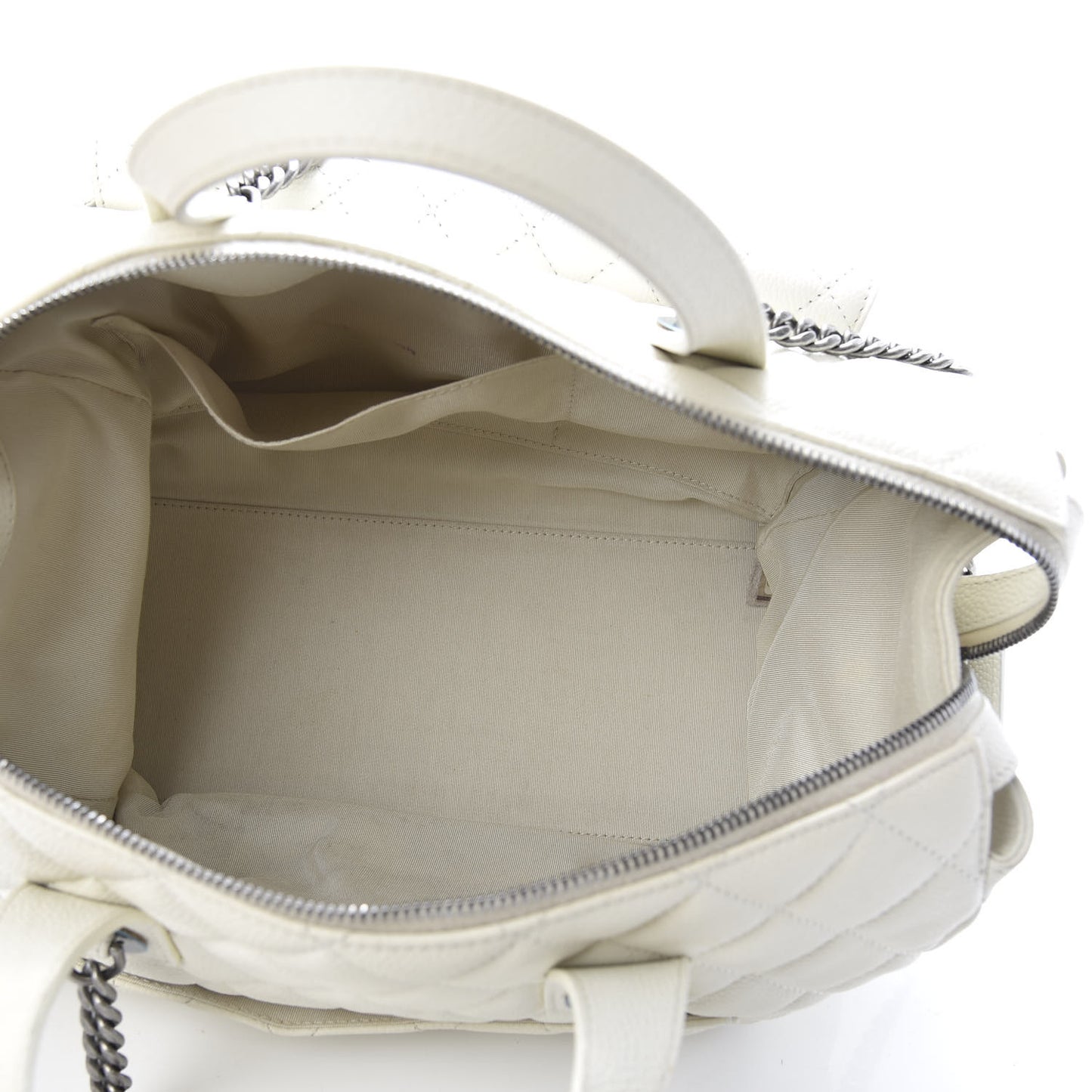 Caviar Quilted Large Casual Pocket Tote White