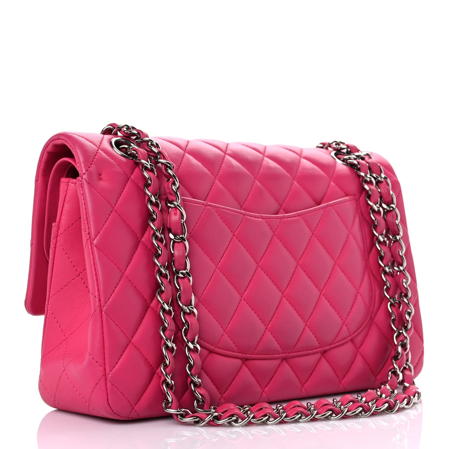 Lambskin Quilted Medium Double Flap Dark Pink