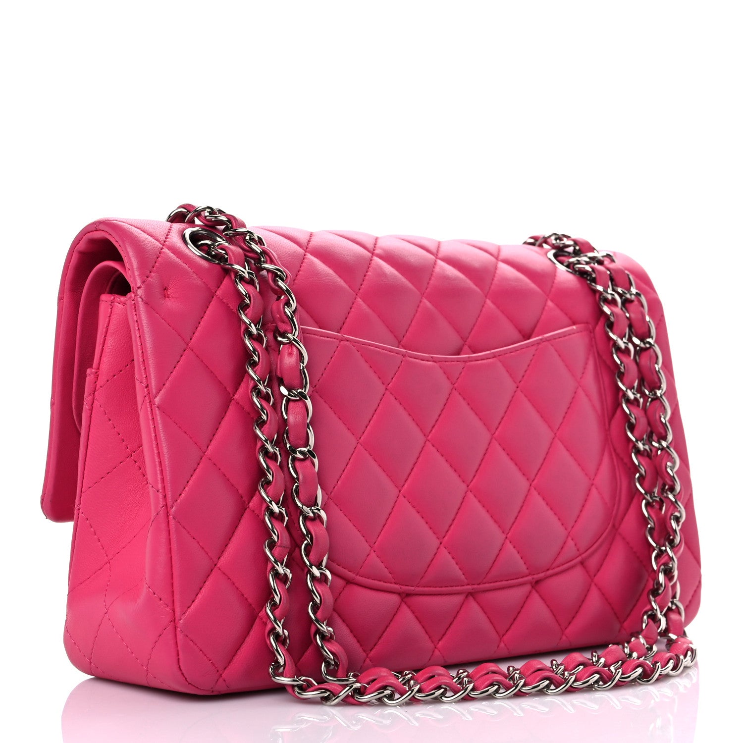 Chanel Lambskin Quilted Medium Double Flap Dark Pink 3 of 15