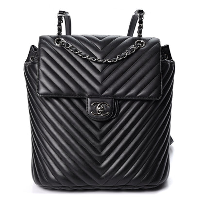 Chanel Calfskin Chevron Quilted Large Urban Spirit Backpack Black 1 of 10