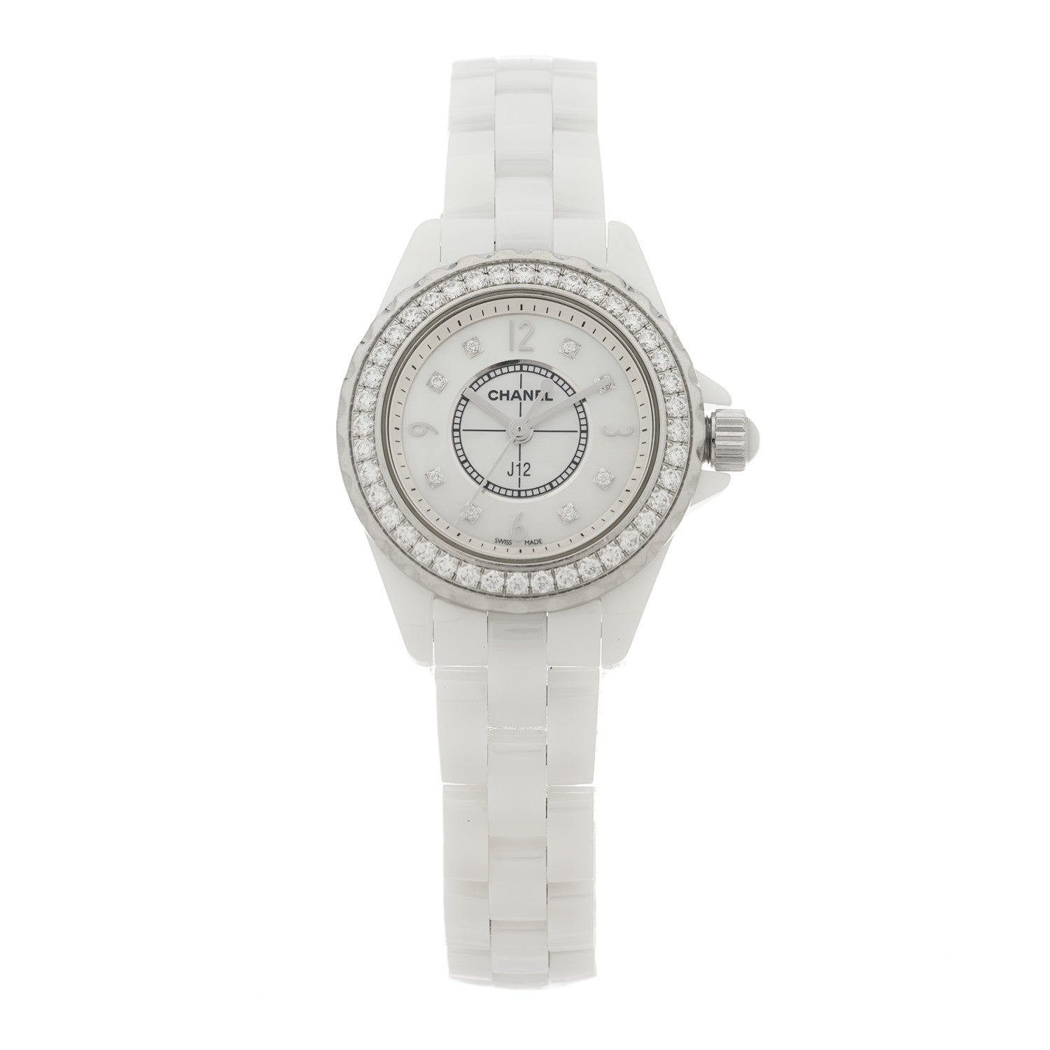 Chanel Stainless Steel Ceramic Diamond Bezel 29mm J12 Quartz Watch White 1 of 4