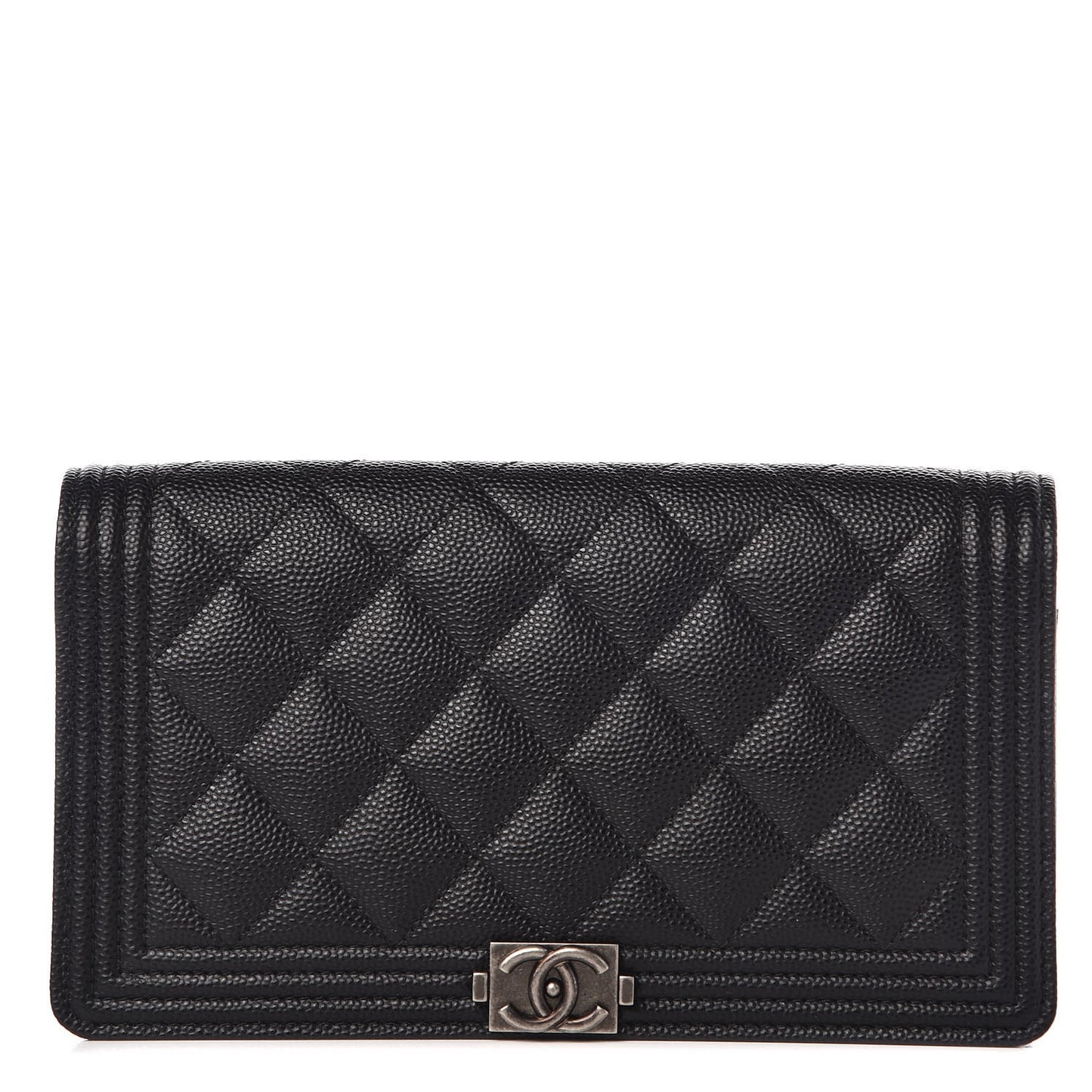 Caviar Quilted Boy Yen Wallet Black