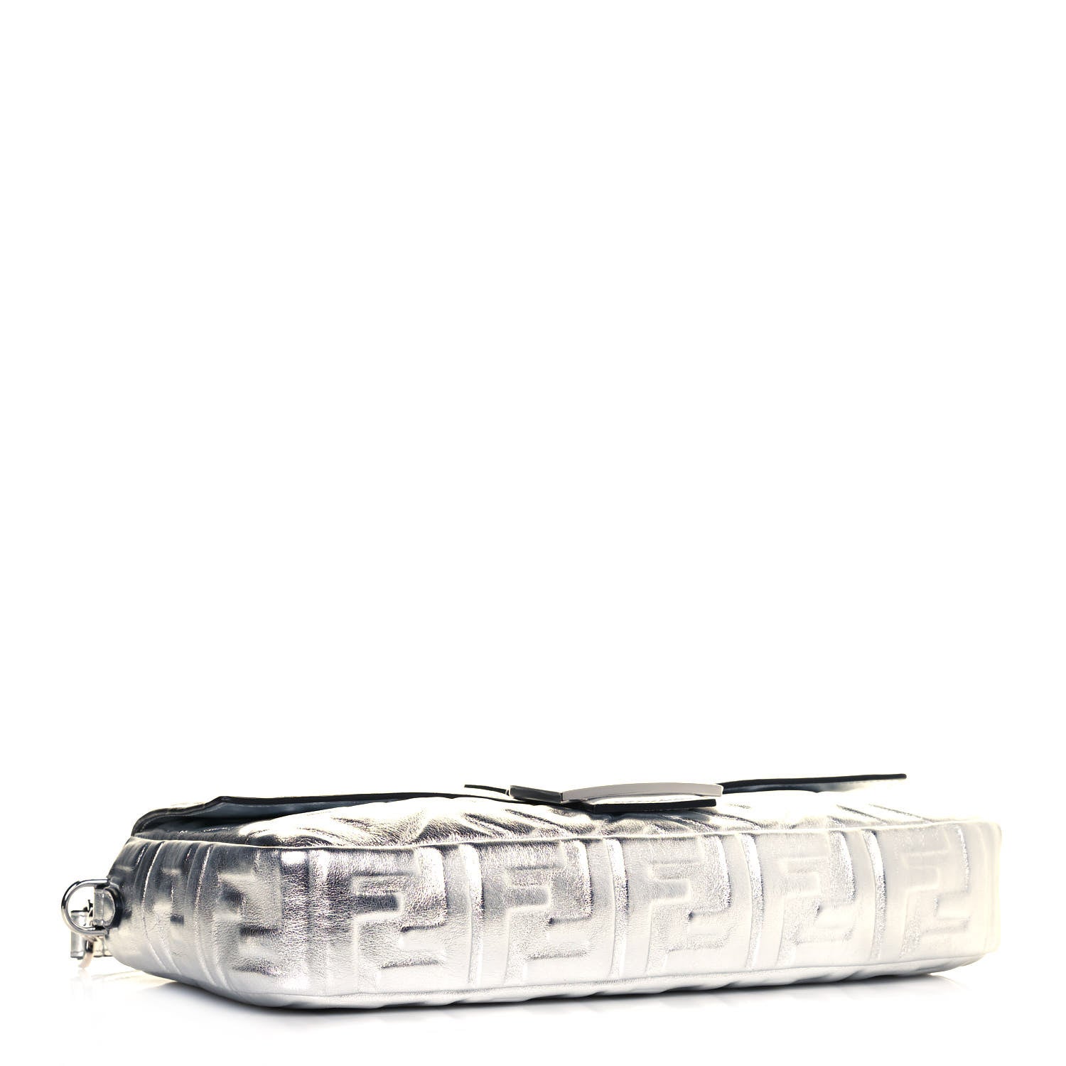 Fendi Vitello Catalan Mirror FF 1974 Embossed Large Baguette Argento 7 of 15