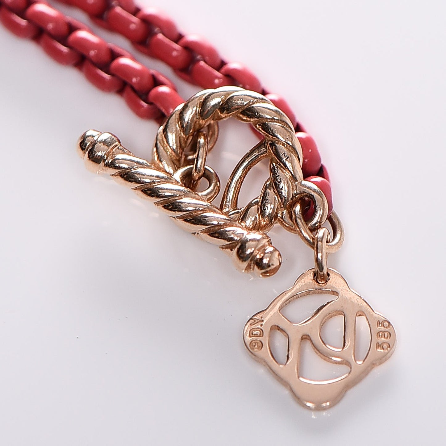 Stainless Steel Acrylic 14K Rose Gold Bel Aire Chain Necklace Coral
