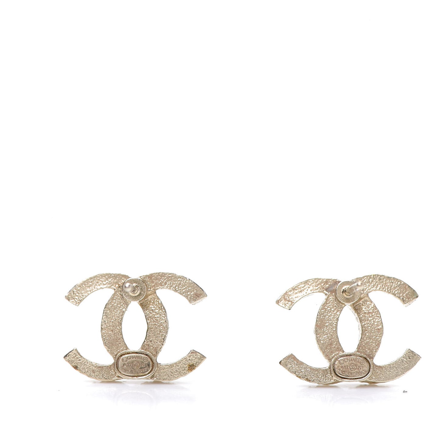 Crystal Textured CC Earrings Gold