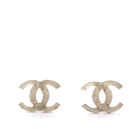 Chanel Crystal Textured CC Earrings Gold 3 of 5