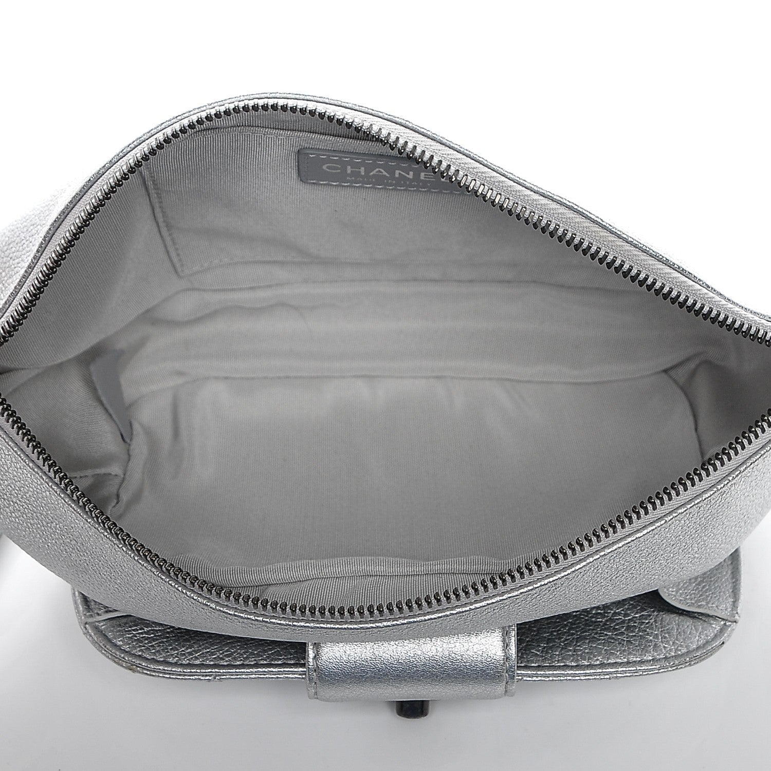 Chanel Metallic Grained Calfskin Quilted Casual Rock Waist Bag Fanny Pack Silver 5 of 7