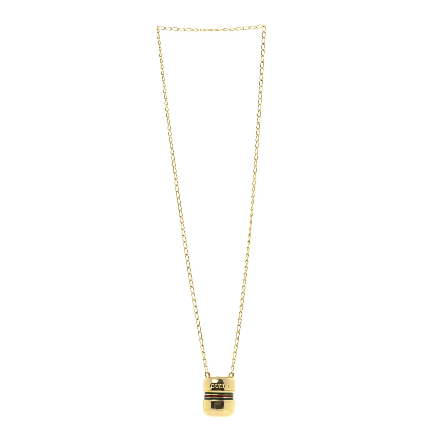 Metal Enamel Pillbox Pendant Necklace