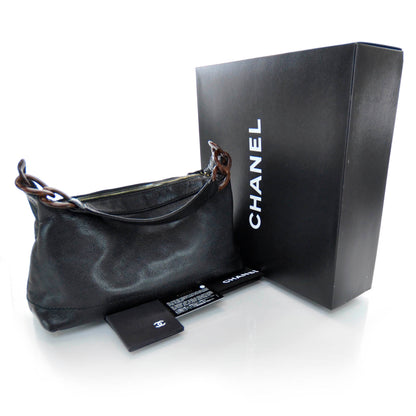 Chanel Caviar CC Wood Chain Hobo Black 3 of 9
