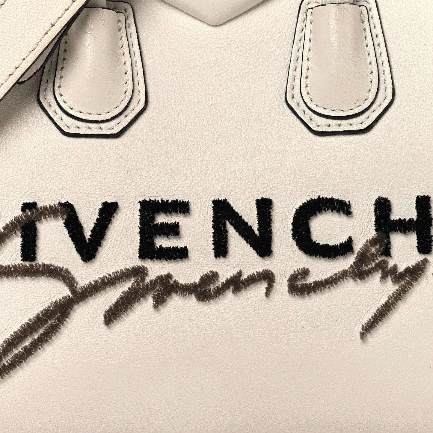 Calfskin Signature Logo Mini Antigona White
