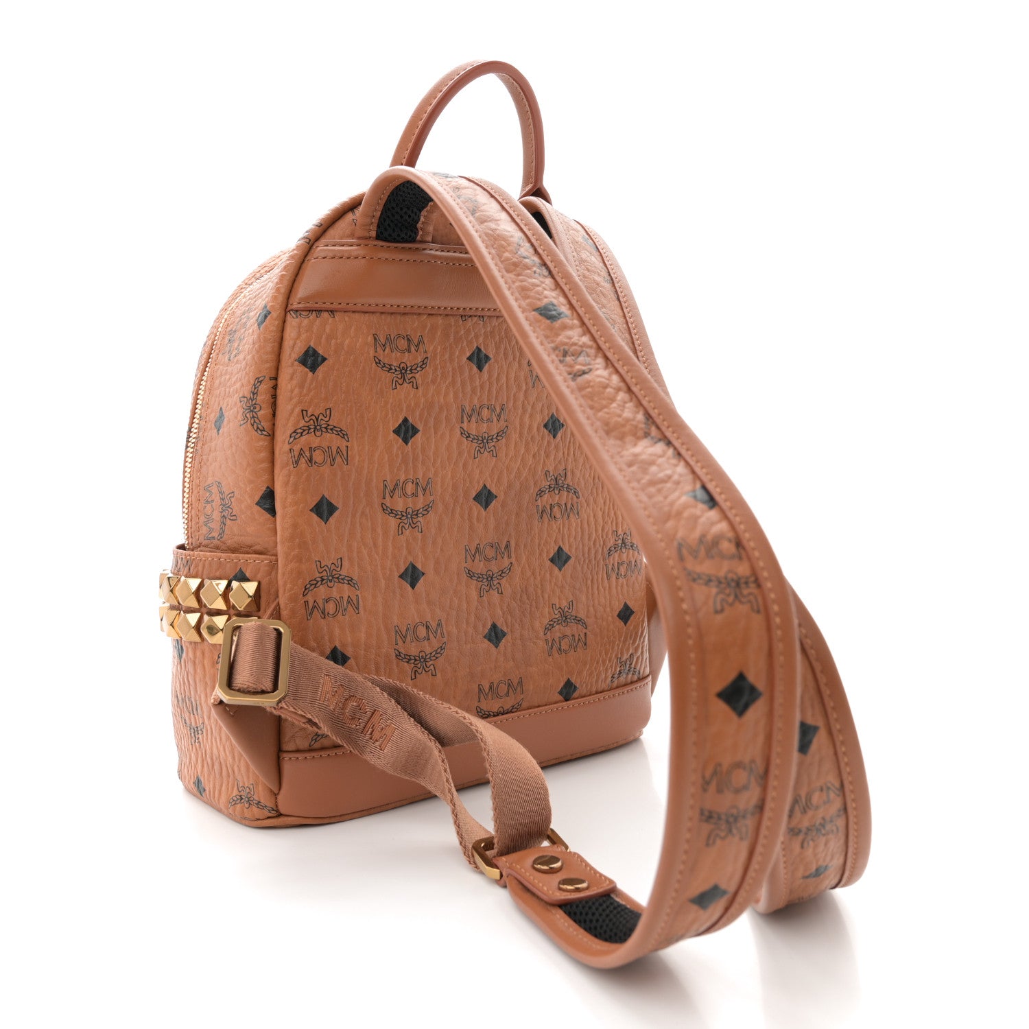 MCM Visetos Side Stud Mini Stark Backpack Cognac 3 of 11