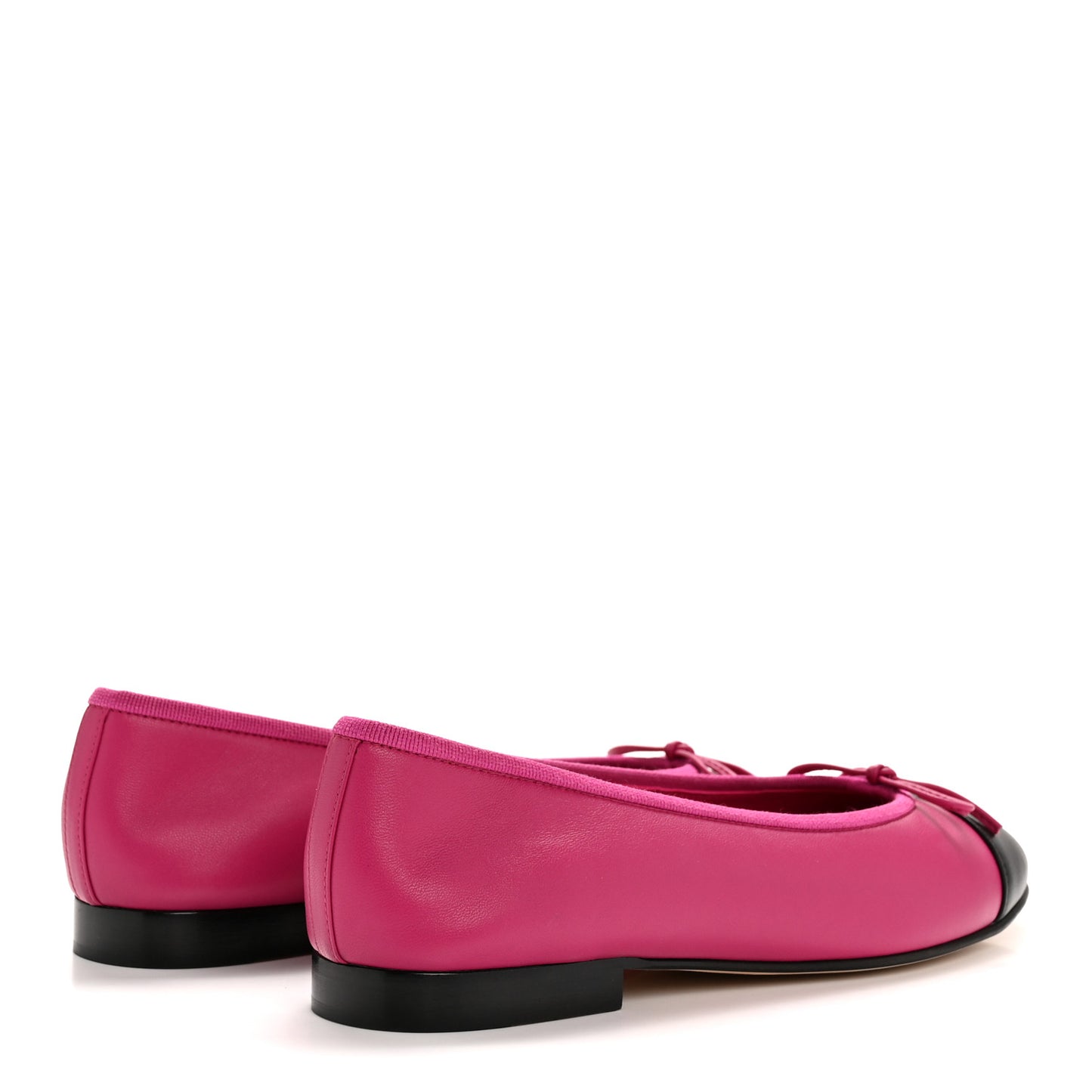 Calfskin Cap Toe CC Ballerina Flats 37.5 Fuchsia Black