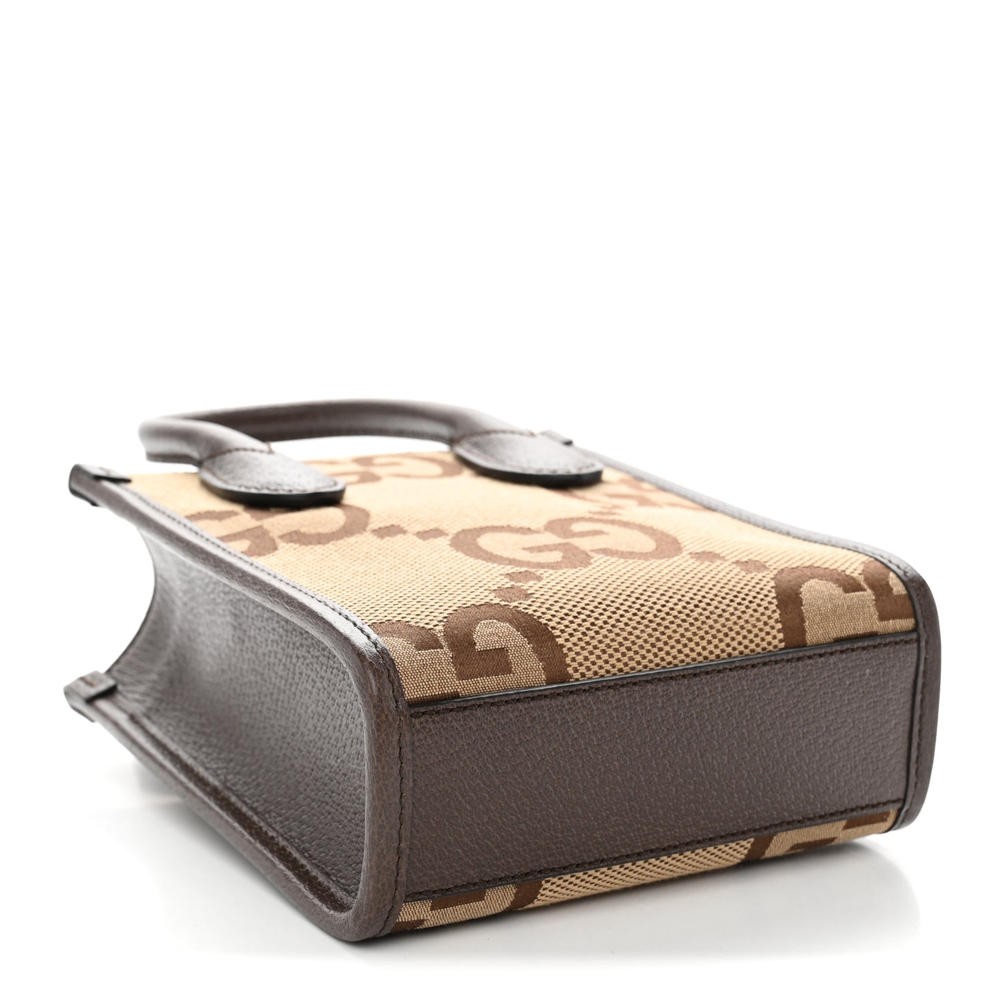 Monogram Jumbo GG Textured Dollar Calfskin Web Mini Vertical Tote Camel Ebony New Acero
