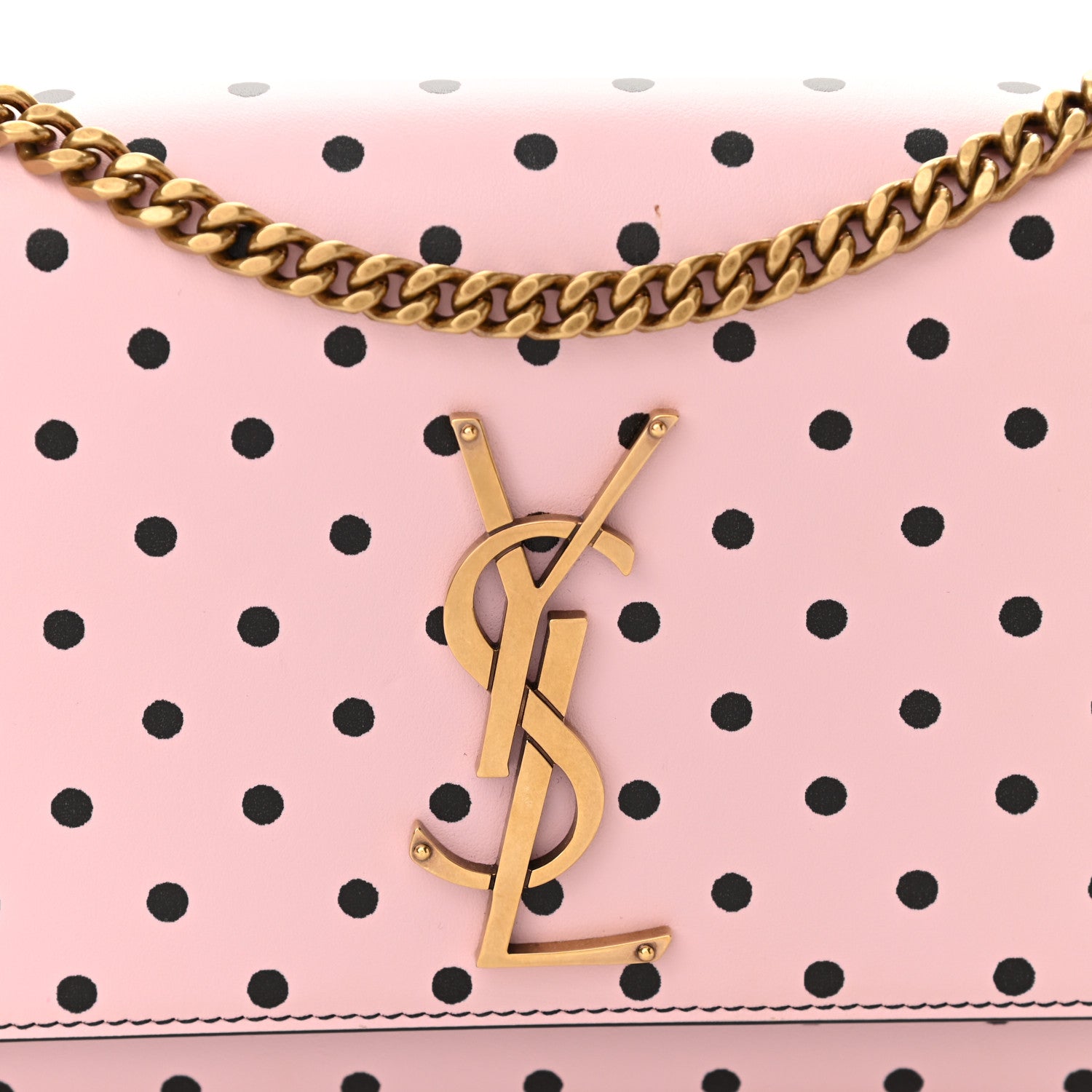 Saint Laurent Calfskin Polka Dot Small Monogram Kate Satchel Rose Black 7 of 10