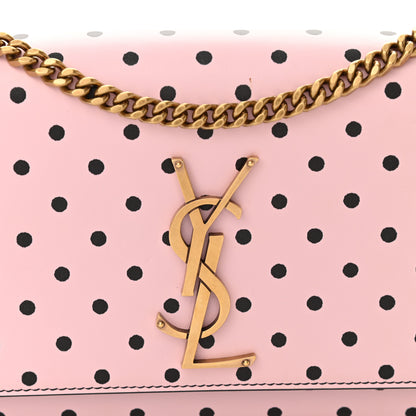Saint Laurent Calfskin Polka Dot Small Monogram Kate Satchel Rose Black 7 of 10