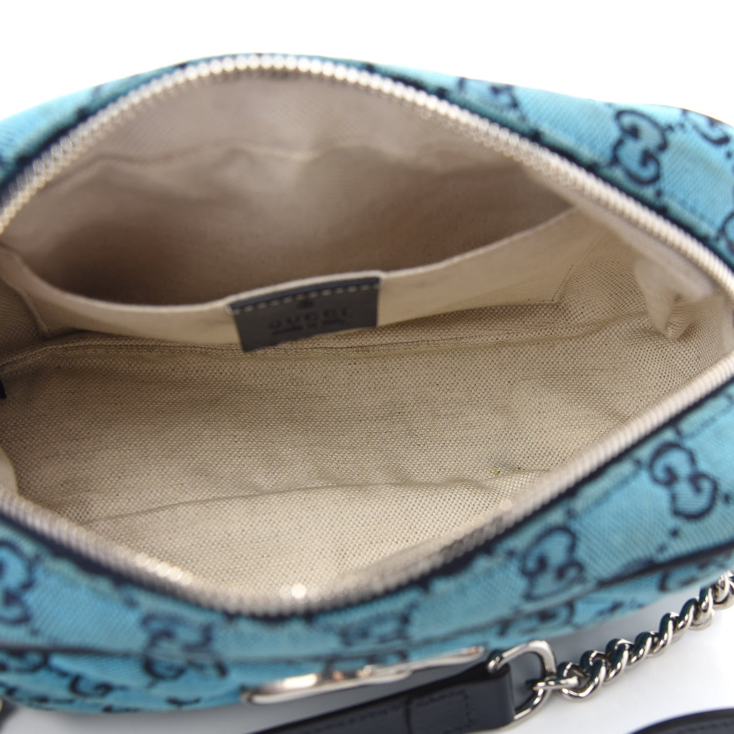 Gucci Monogram Multicolor Matelasse Diagonal Small GG Marmont Chain Shoulder Bag Light Blue 5 of 13