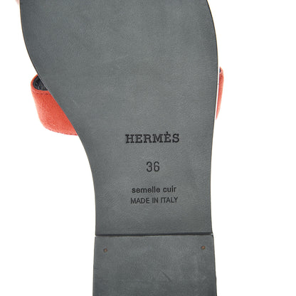 Hermes Suede Goatskin Oran Sandals 36 Rouge Corail 7 of 7