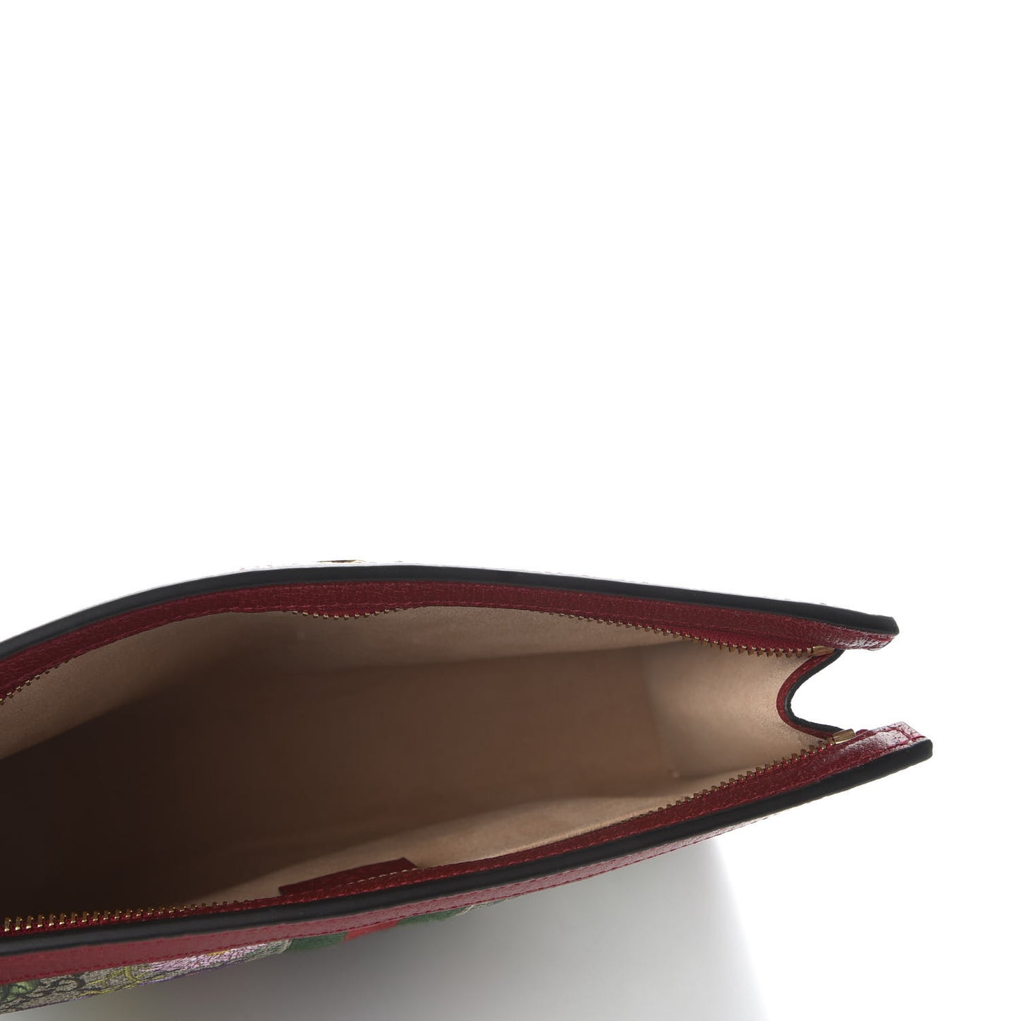GG Supreme Monogram Flora Web Ophidia Pouch Red
