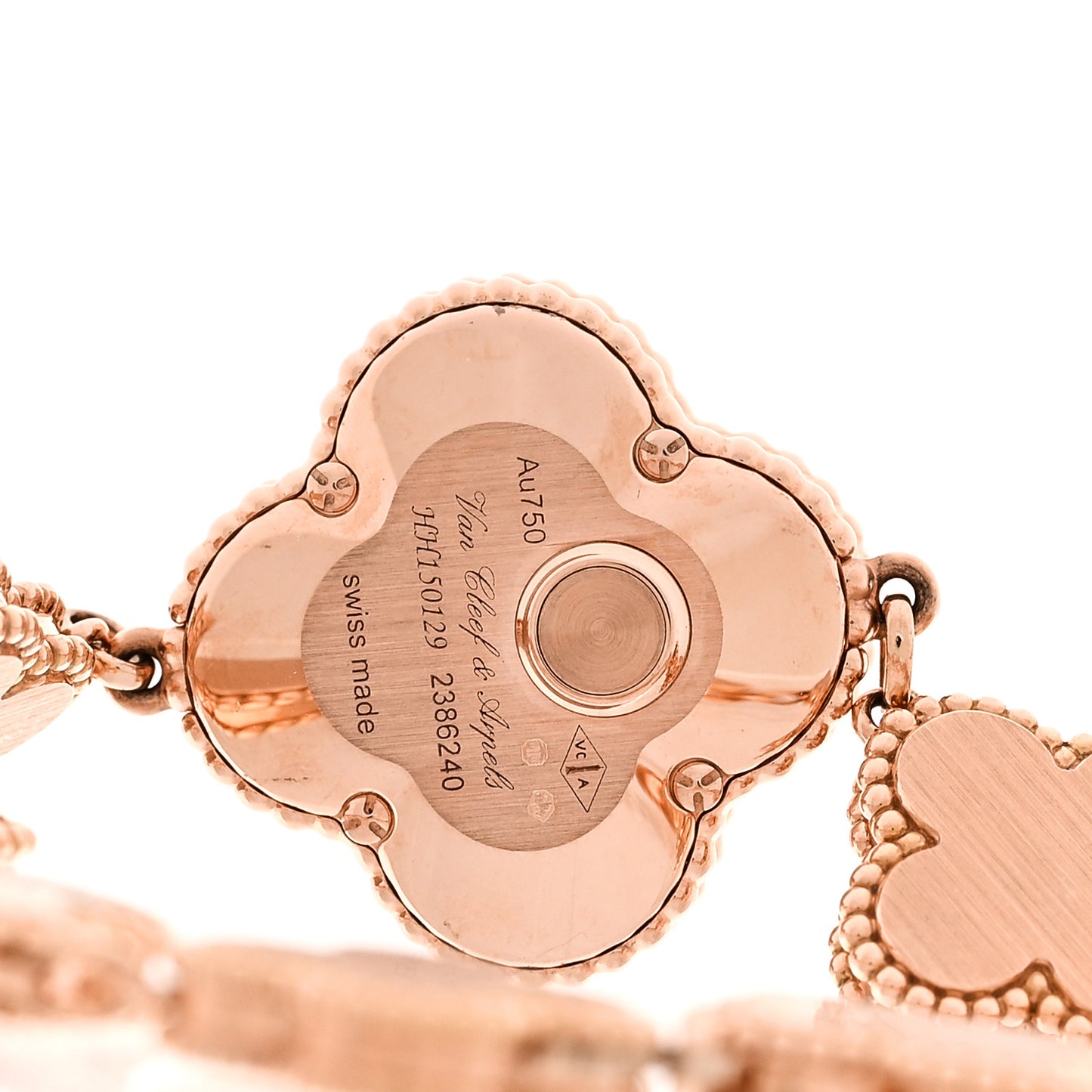 18K Rose Gold Diamond Mother of Pearl 23mm Alhambra Guilloche Quartz Watch