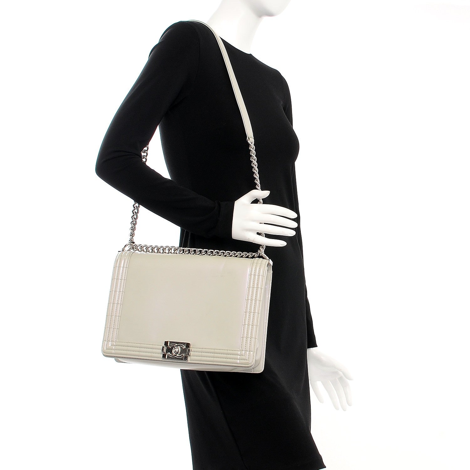 Chanel Glazed Calfskin Large Boy Flap White 2 of 12