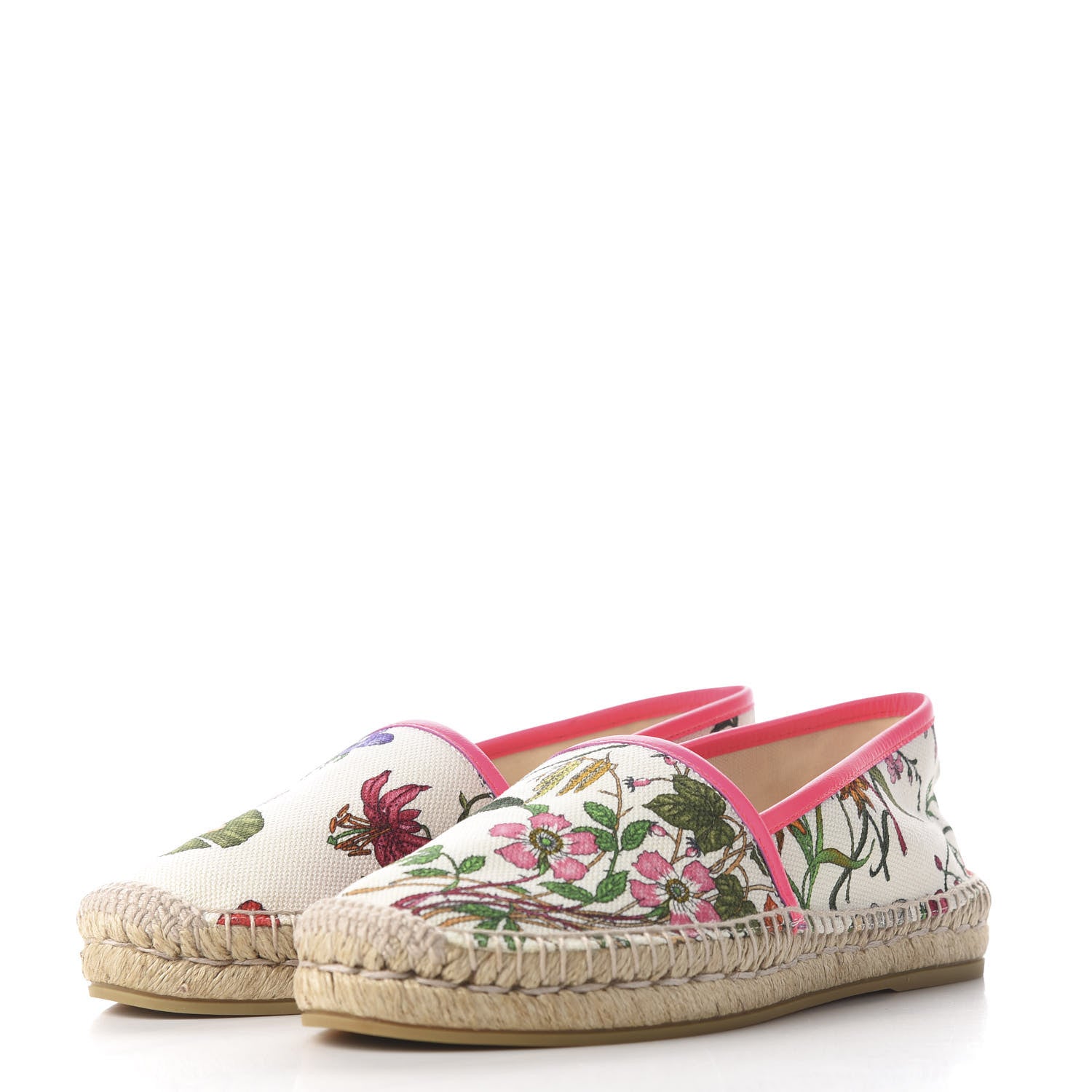 Gucci Canvas Flora Print Espadrilles 38.5 White Multicolor Fuxia 2 of 11