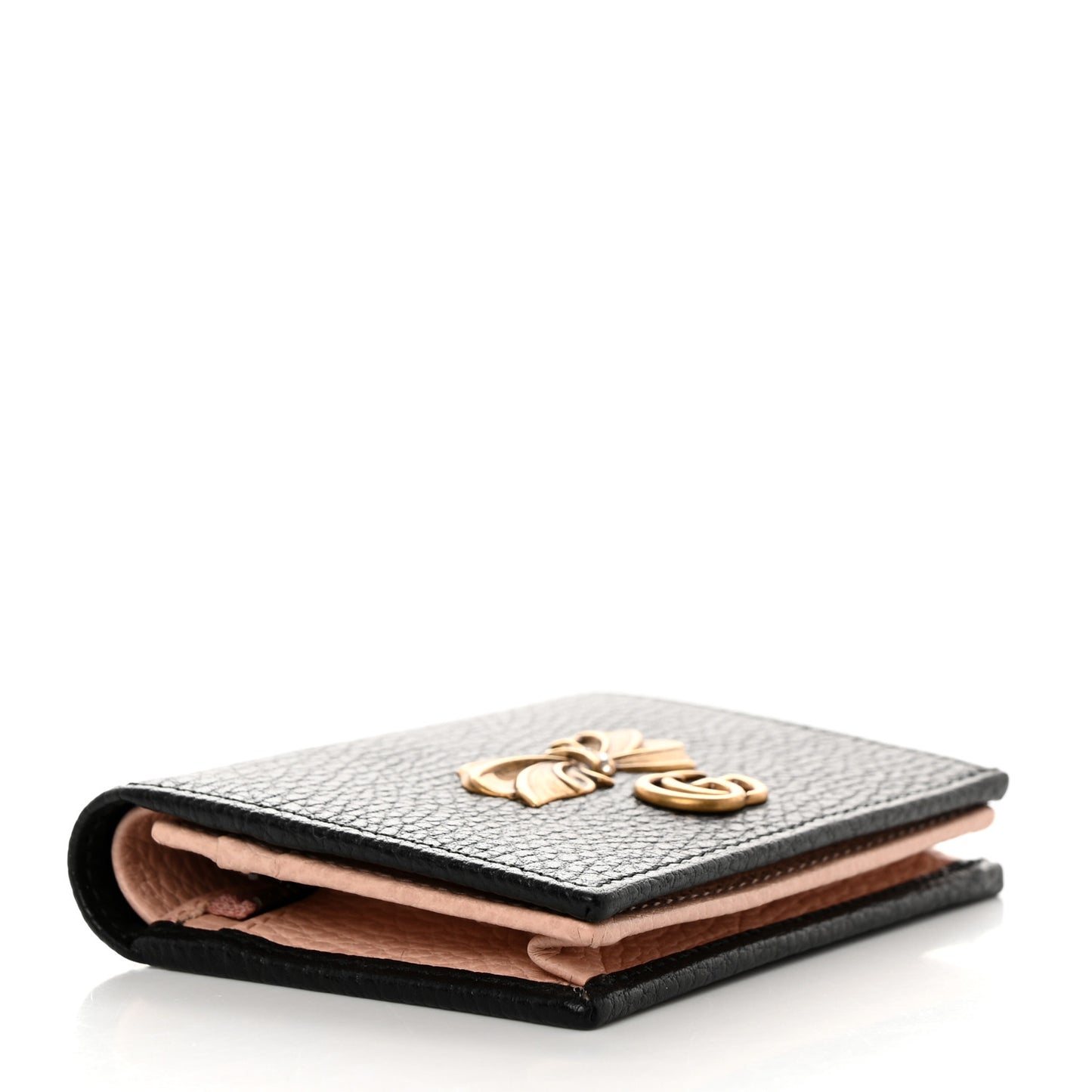 Calfskin GG Marmont Bow Card Case Black