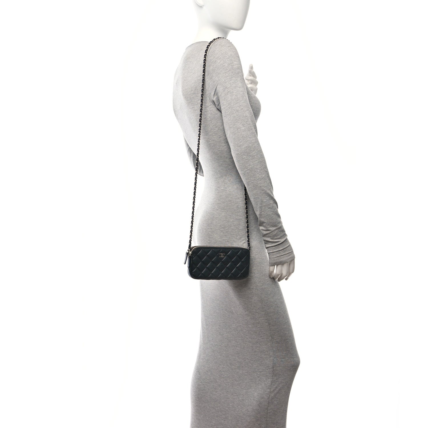 Chanel Lambskin Quilted Small Clutch With Chain Black 2 of 12