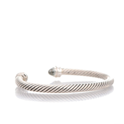 David Yurman Sterling Silver Diamond Prasiolite 5mm Cable Classics Princess Bracelet 3 of 6