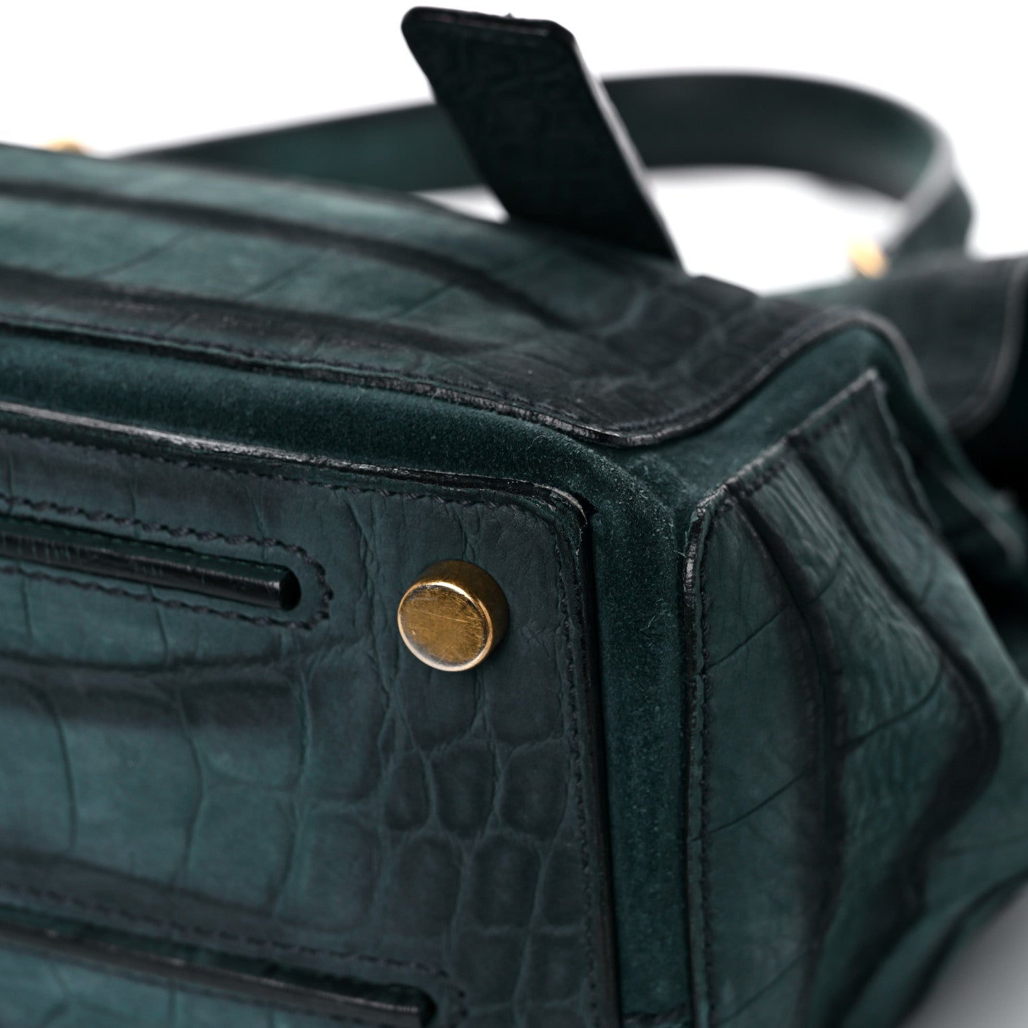 Saint Laurent Crocodile Embossed Nubuck Calfskin Medium Muse Two Green 9 of 19