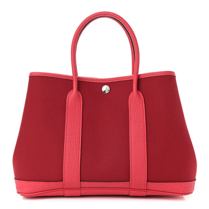 Hermes Toile Militaire Vache Country Garden Party Tote 30 Rouge Grenant Bougainvillea 1 of 17