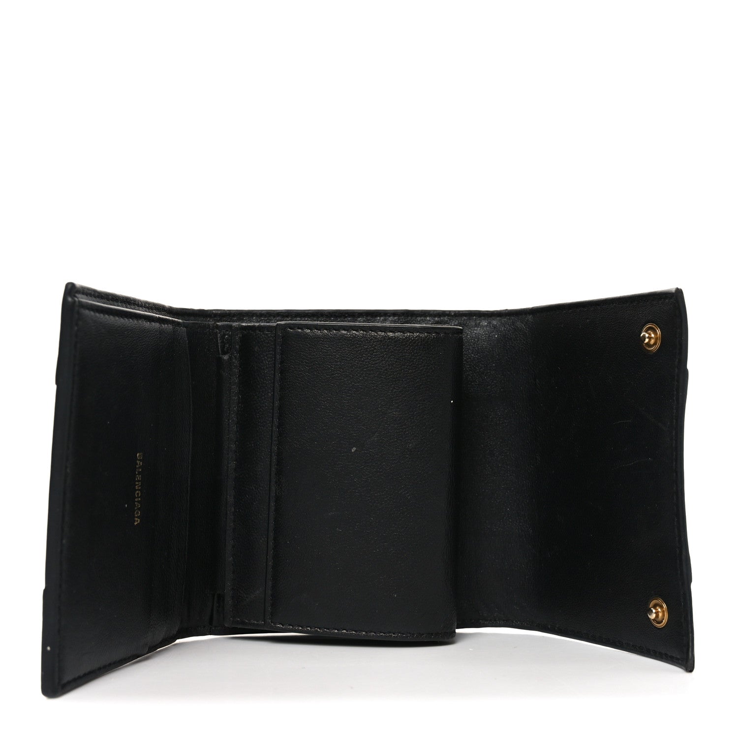 Balenciaga Shiny Box Calfskin Hourglass Compact Wallet Black 5 of 8