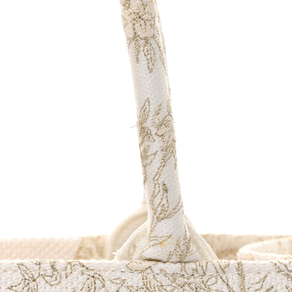 Christian Dior Canvas Embroidered Medium Jardin D'Hiver Book Tote White Gold 10 of 13