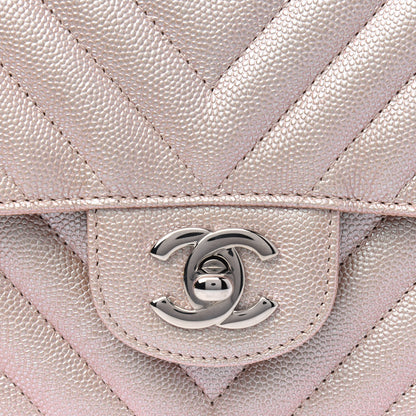 Chanel Iridescent Caviar Chevron Quilted Mini Rectangular Flap Light Gold 4 of 4