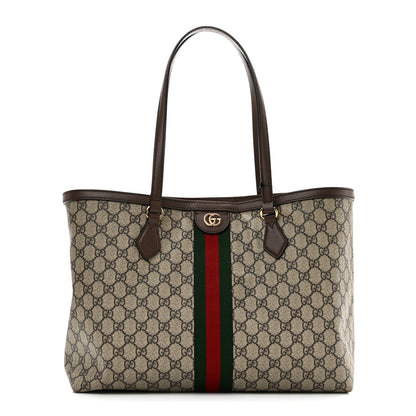 Gucci GG Supreme Monogram Medium Ophidia Shopping Tote Brown 1 of 10