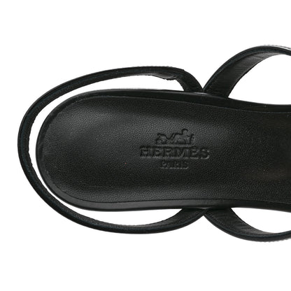 Hermes Calfskin Glamour 75 Sandals 38 Black 7 of 9