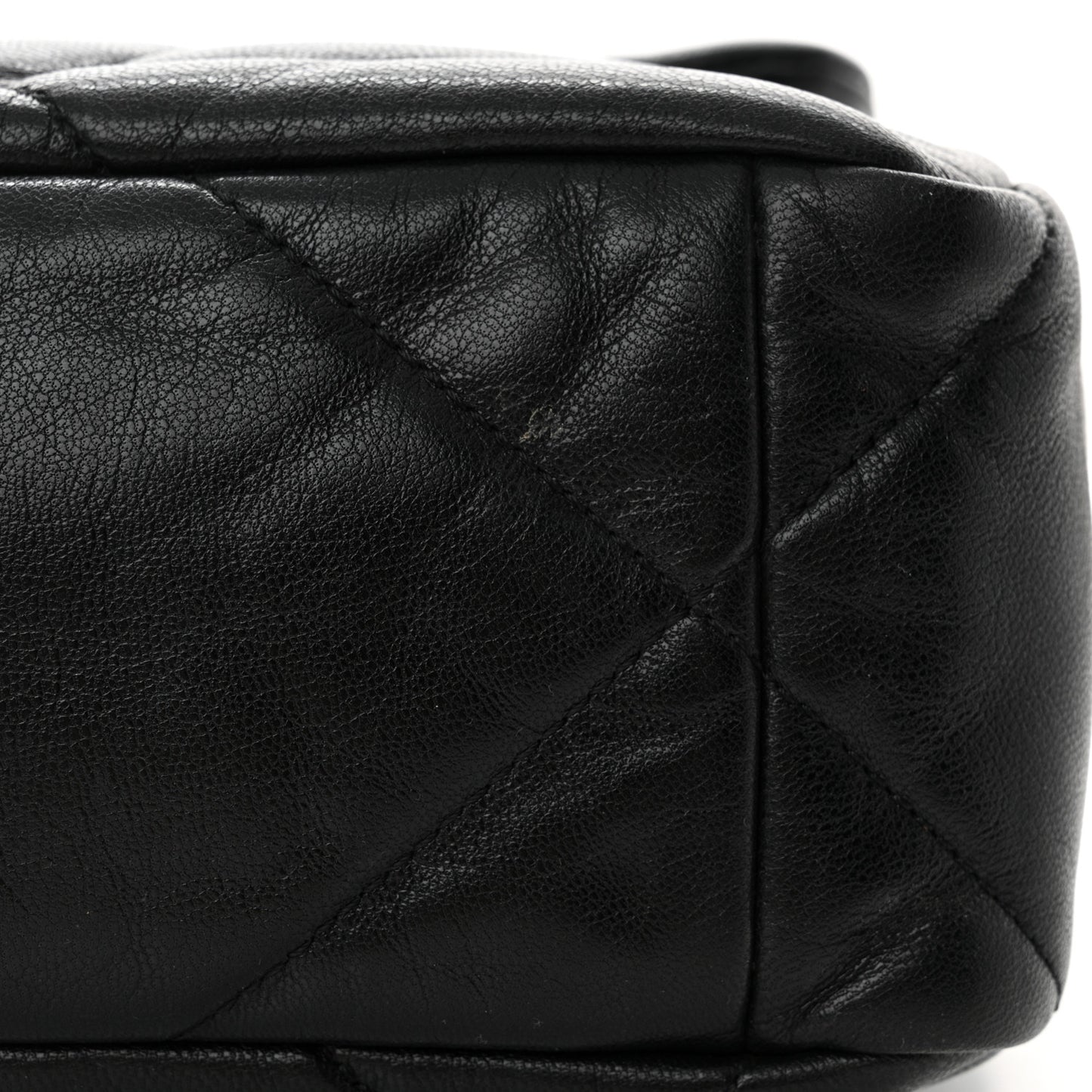 Shiny Goatskin Quilted Large Chanel 19 Flap Black