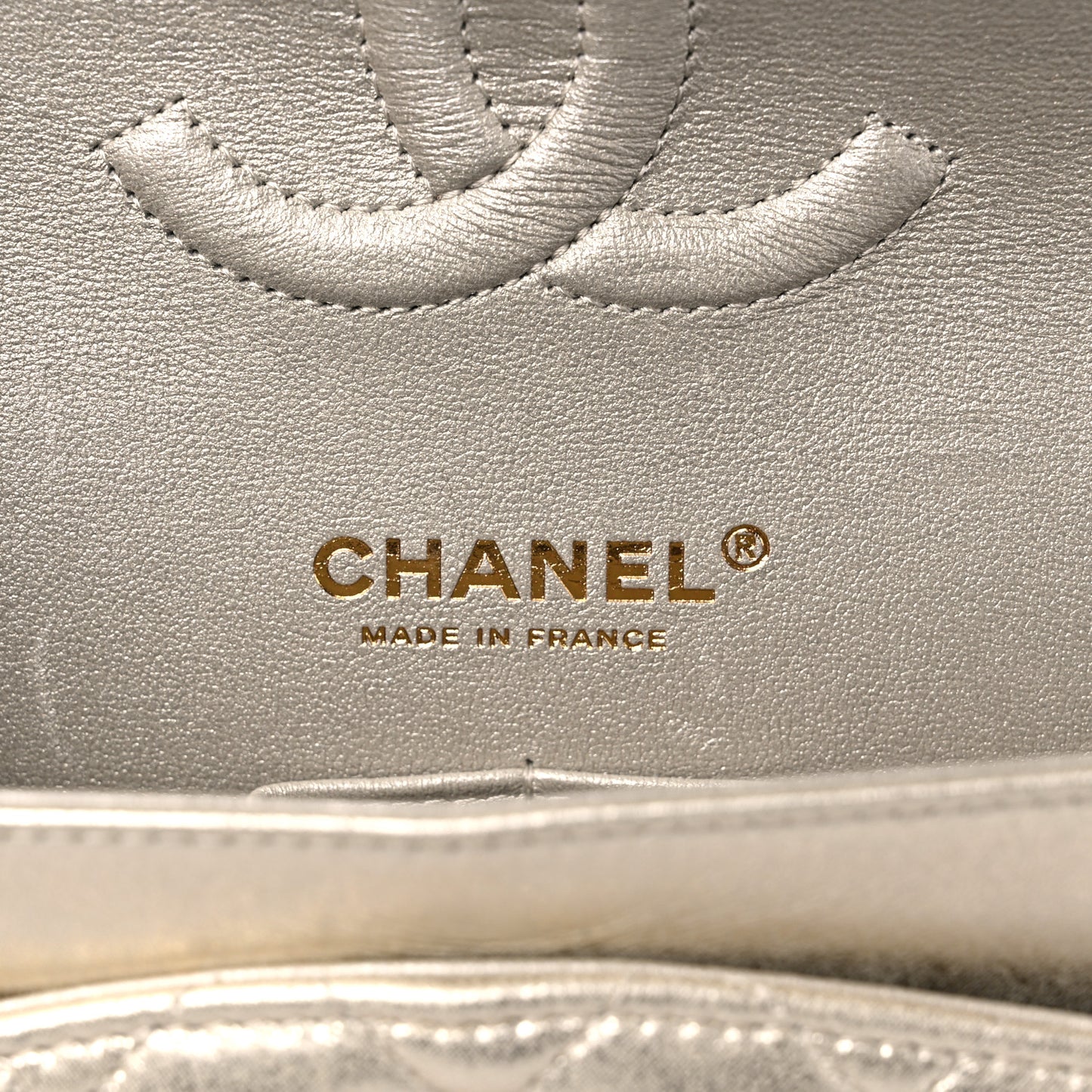 Metallic Lambskin Quilted Medium Double Flap Gold