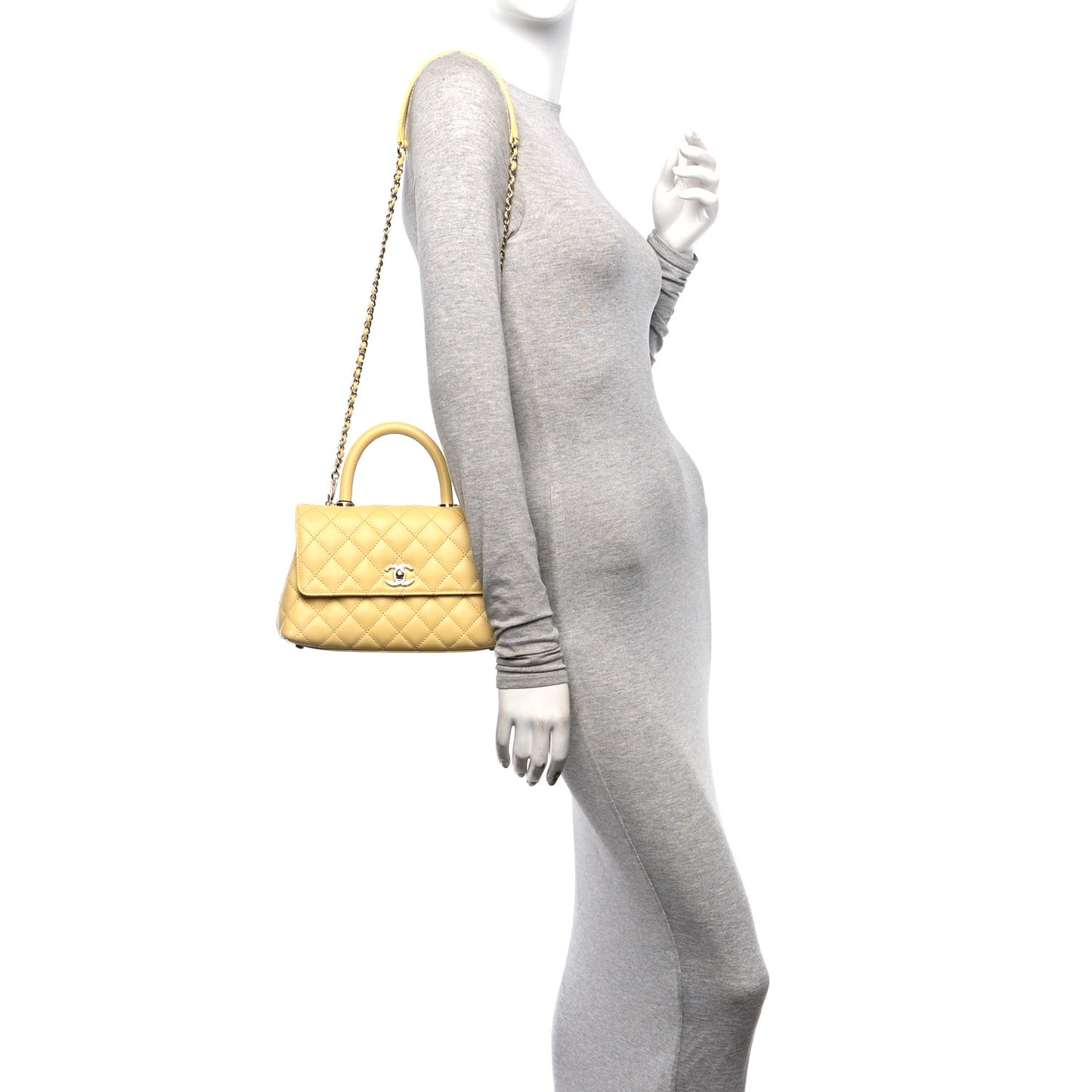 Caviar Quilted Mini Coco Handle Flap Yellow