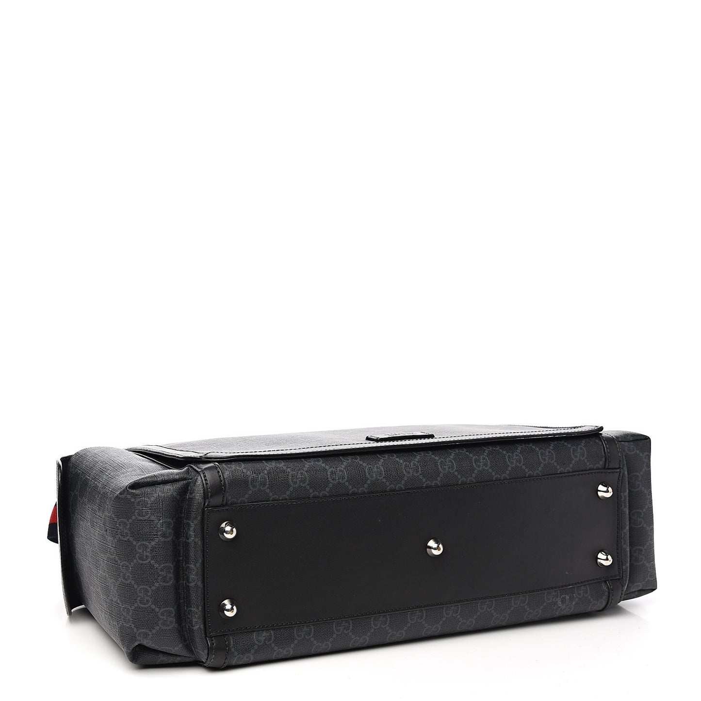 GG Supreme Monogram Web Messenger Diaper Bag Black Grey