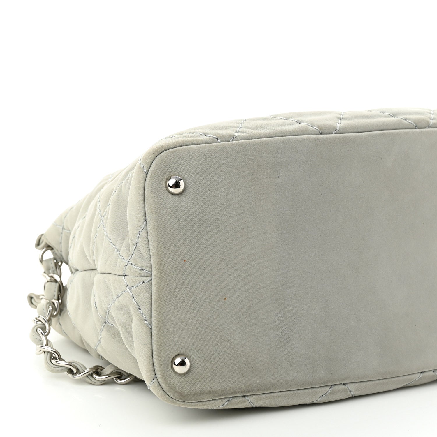 Chanel Iridescent Calfskin Diamond Stitched CC Shopping Tote Gris Clair 8 of 10