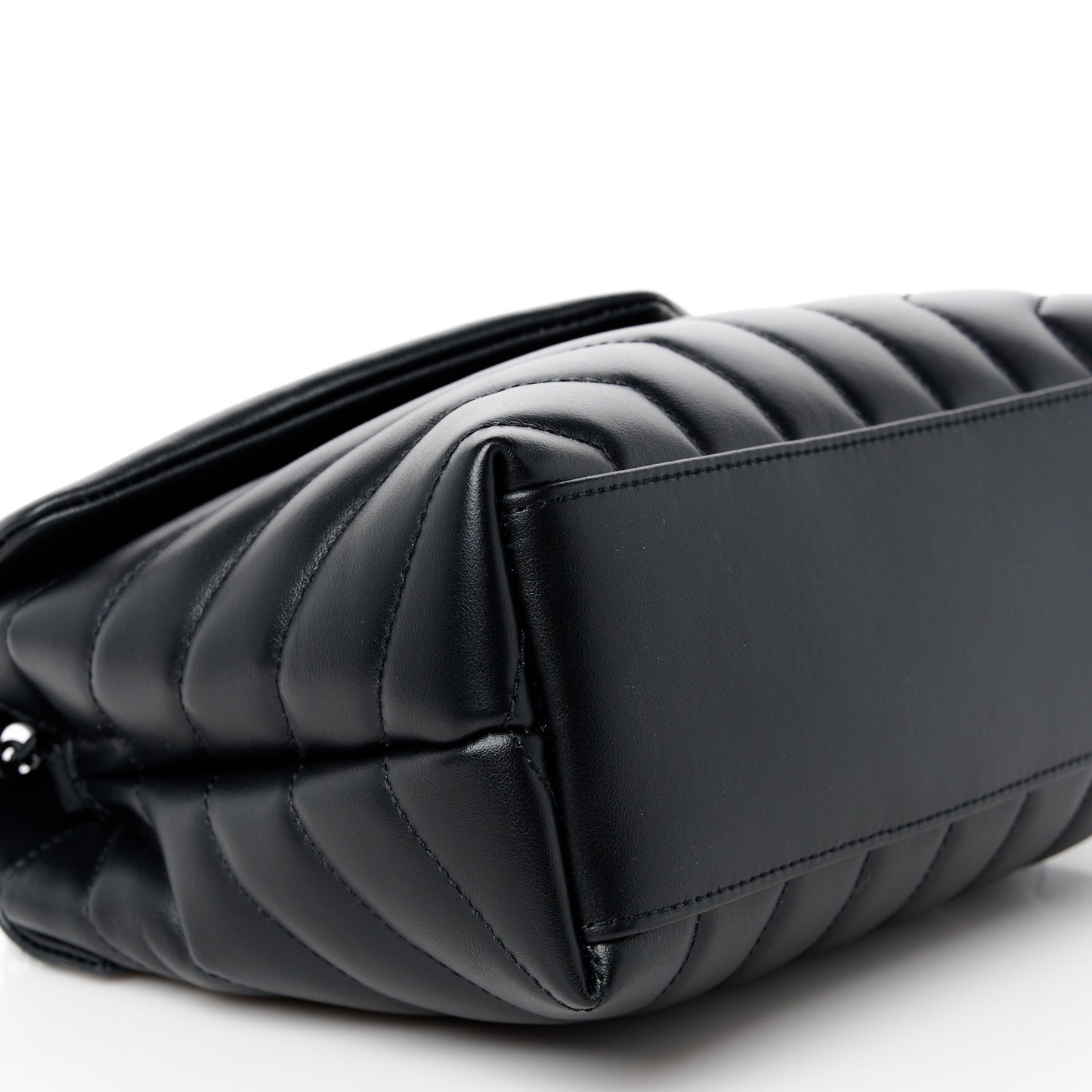 Calfskin Y Quilted Monogram Monochrome Small Loulou Chain Satchel Black