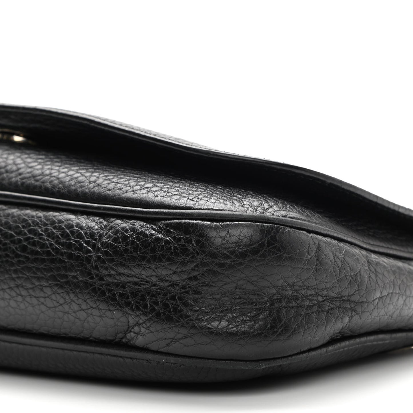 Pebbled Calfskin Medium Soho Flap Crossbody Black