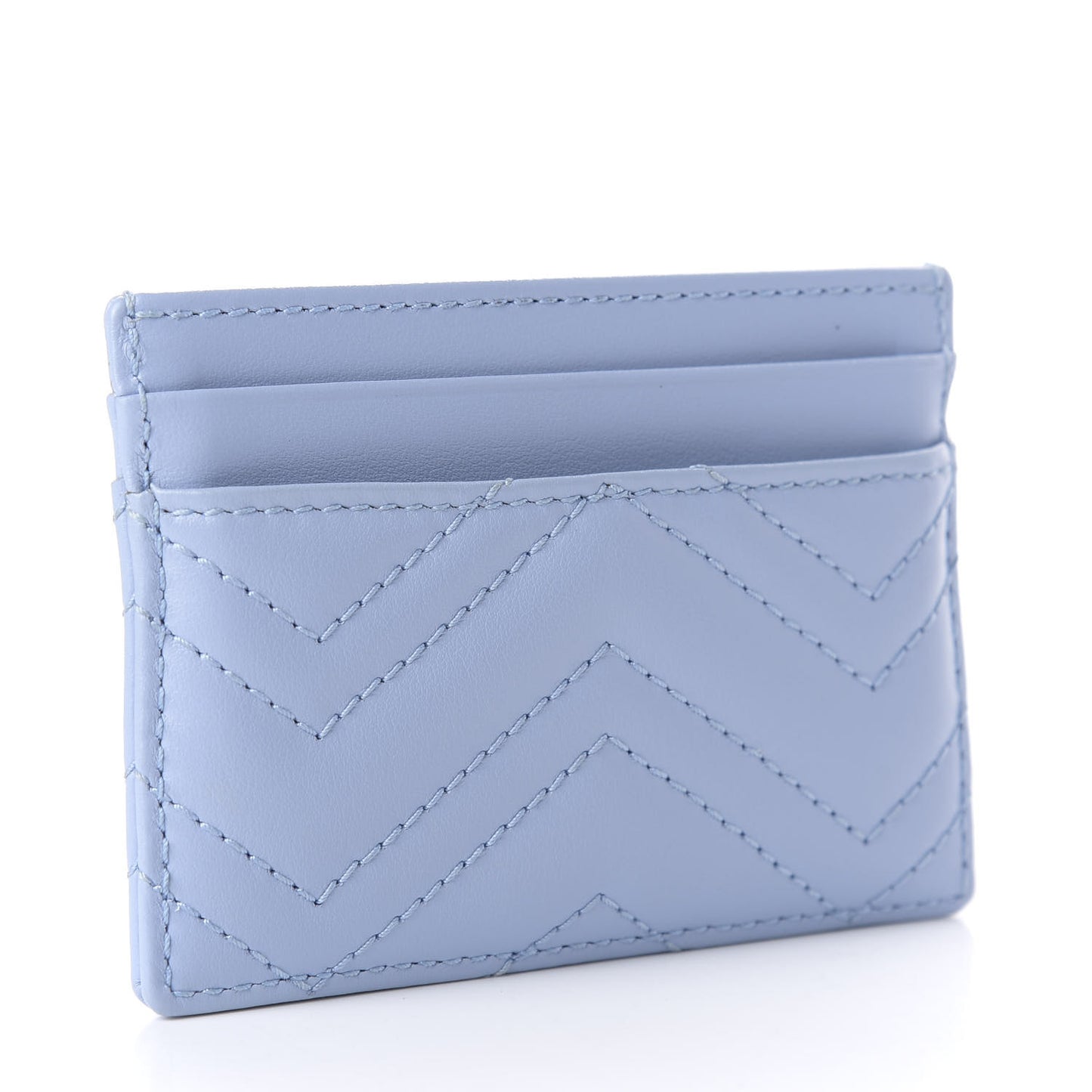 Calfskin Matelasse GG Marmont Card Holder Porcelain Light Blue