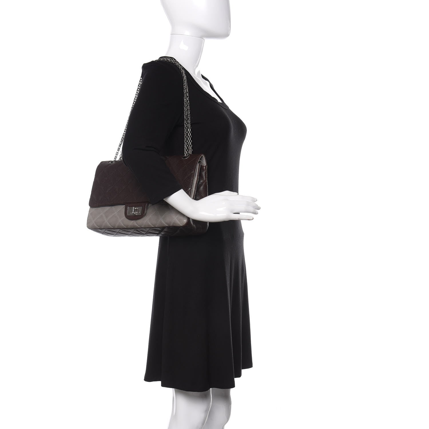 Chanel Caviar Iridescent Calfskin 2.55 Reissue 226 Flap Brown Grey 3 of 19