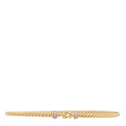 David Yurman 18K Yellow Gold Diamond 2.6mm Cable Collectibles Buckle Bracelet 1 of 3