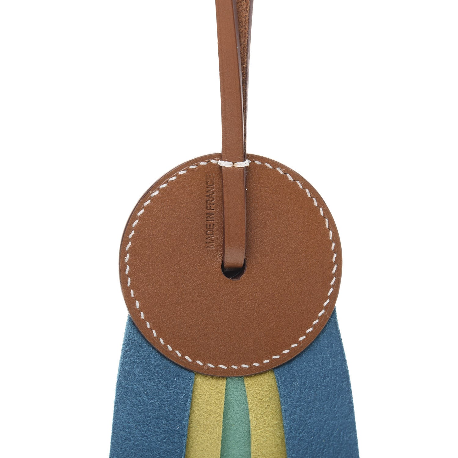 Hermes Vache Hunter Milo Lambskin Paddock Flot Bag Charm Natural Lime Menthe Bleu Izmir 4 of 5
