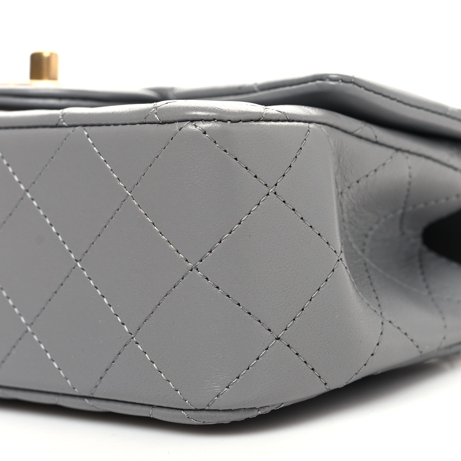 Chanel Lambskin Metal Quilted Mini Top Handle Rectangular Flap Grey 10 of 11