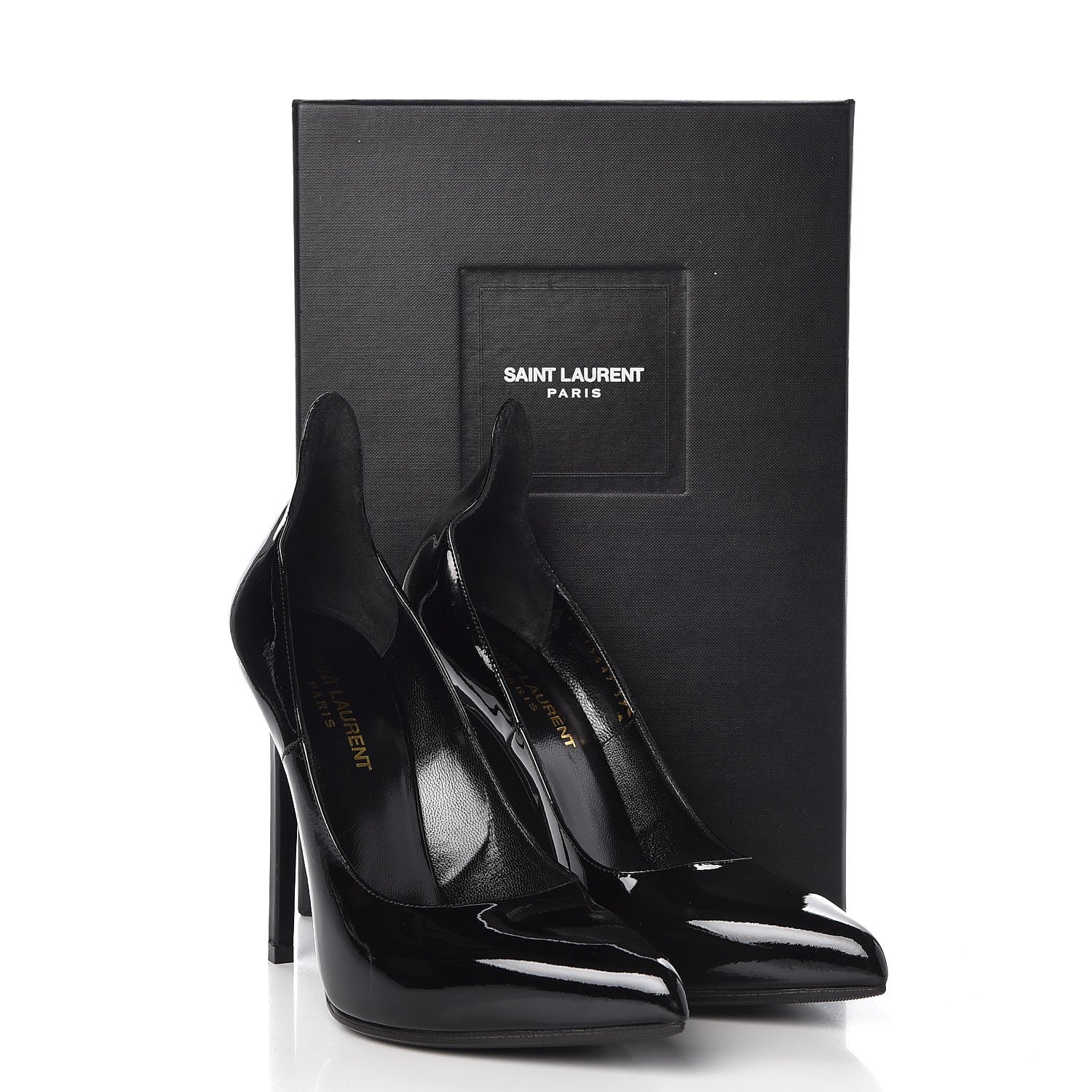 Saint Laurent Patent Paris 110 Escarpin Thorn Pumps 37 Black 11 of 11